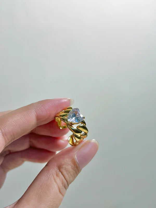 Chunky Zircon Heart Ring