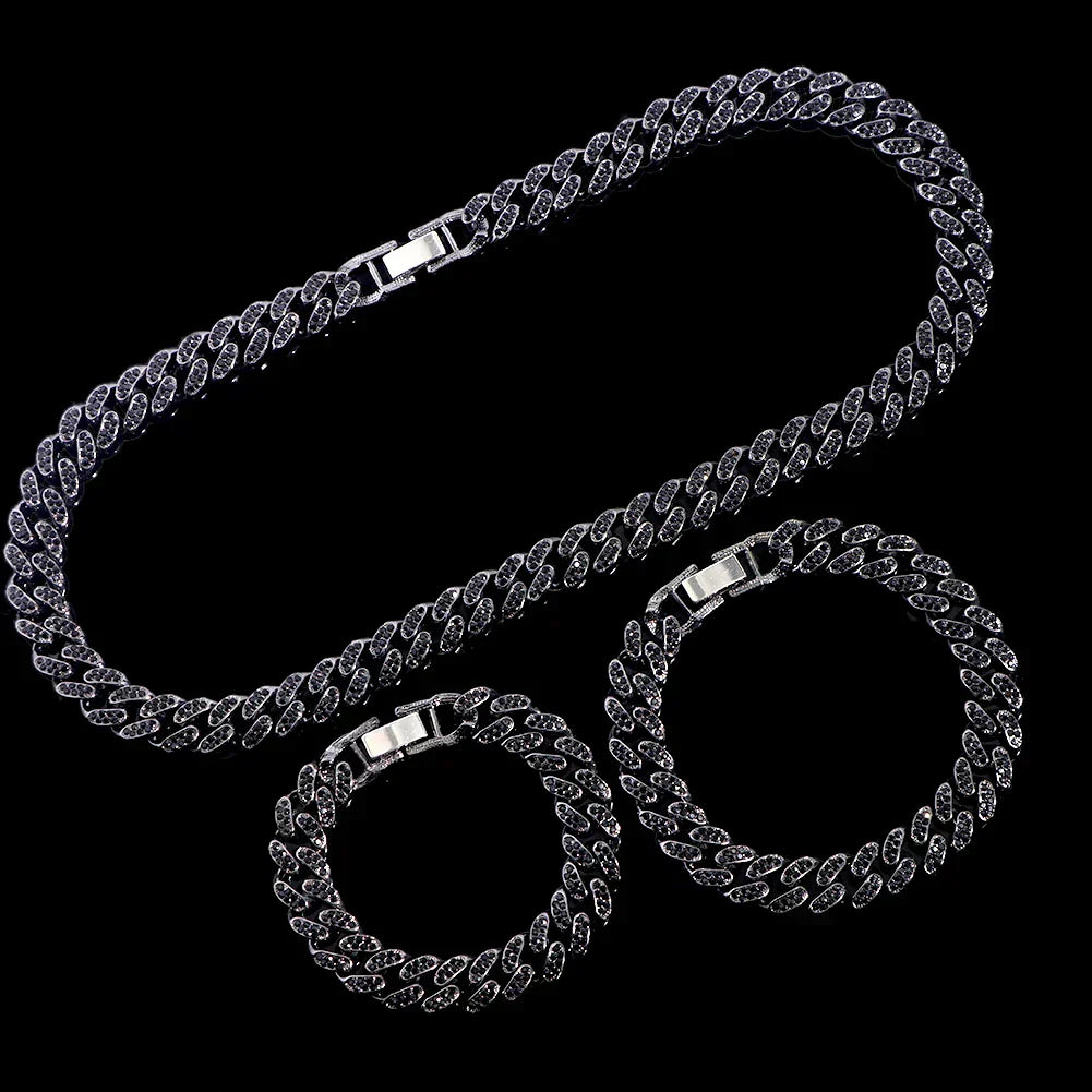 PACK OF 2 ICED OUT CUBAN CHAIN & BRACELET