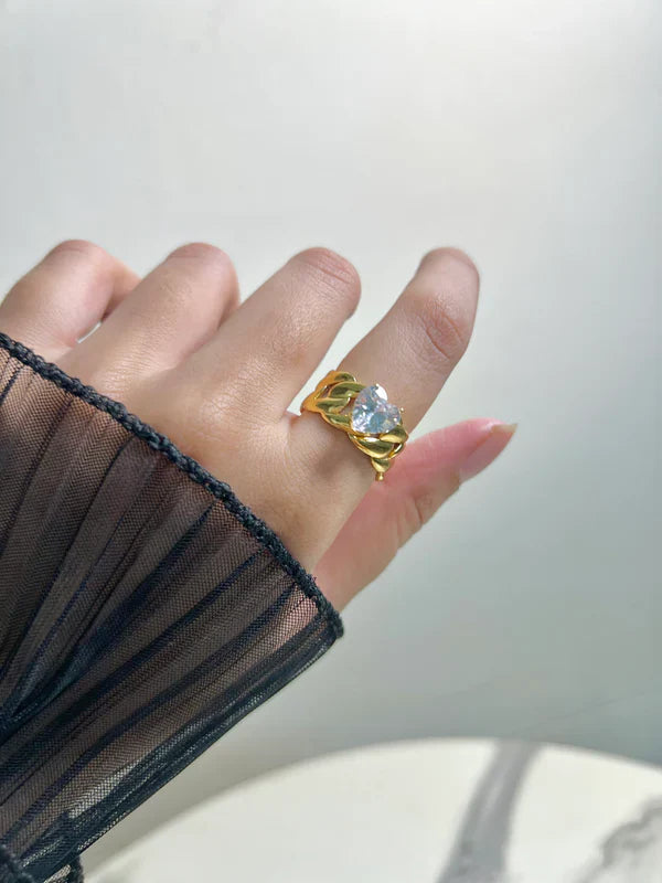 Chunky Zircon Heart Ring