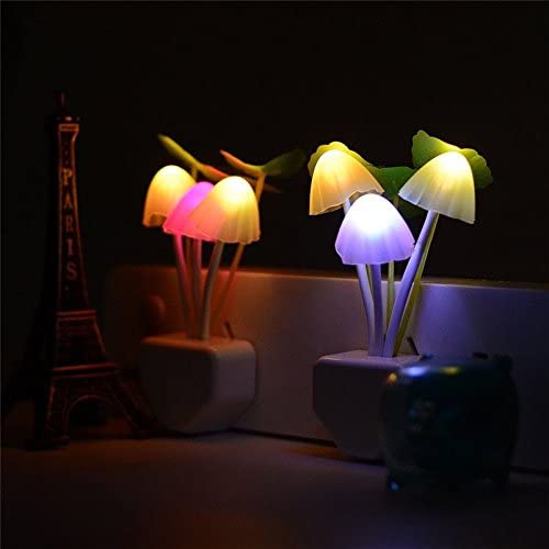 Automatic Sensor Light Night: Color-Changing Flower Mushroom Lamp