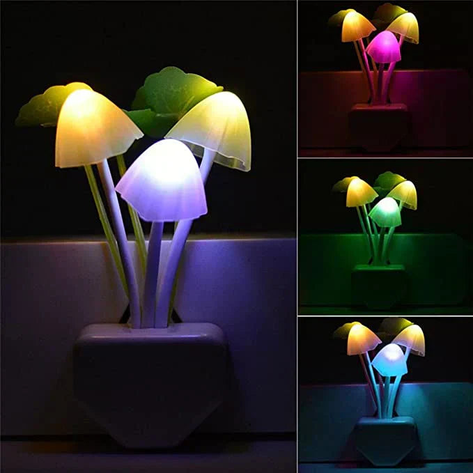 Automatic Sensor Light Night: Color-Changing Flower Mushroom Lamp