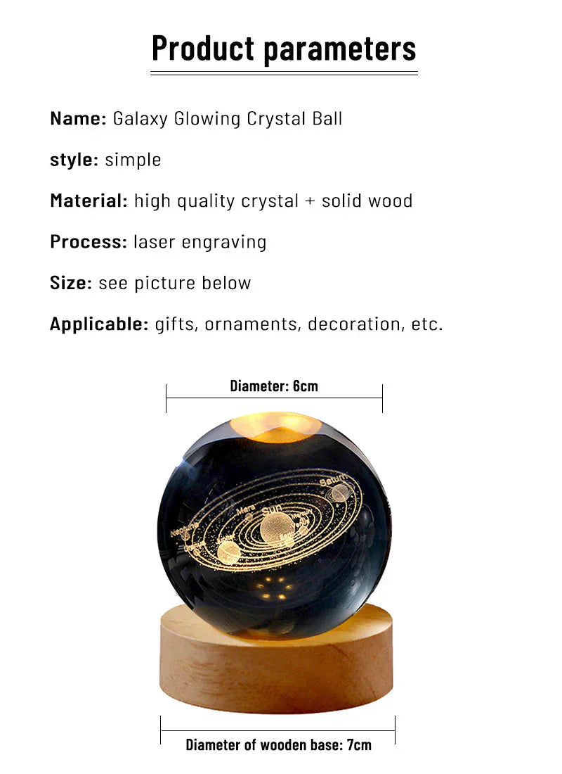 3D Crystal Ball Light, Glowing Planet