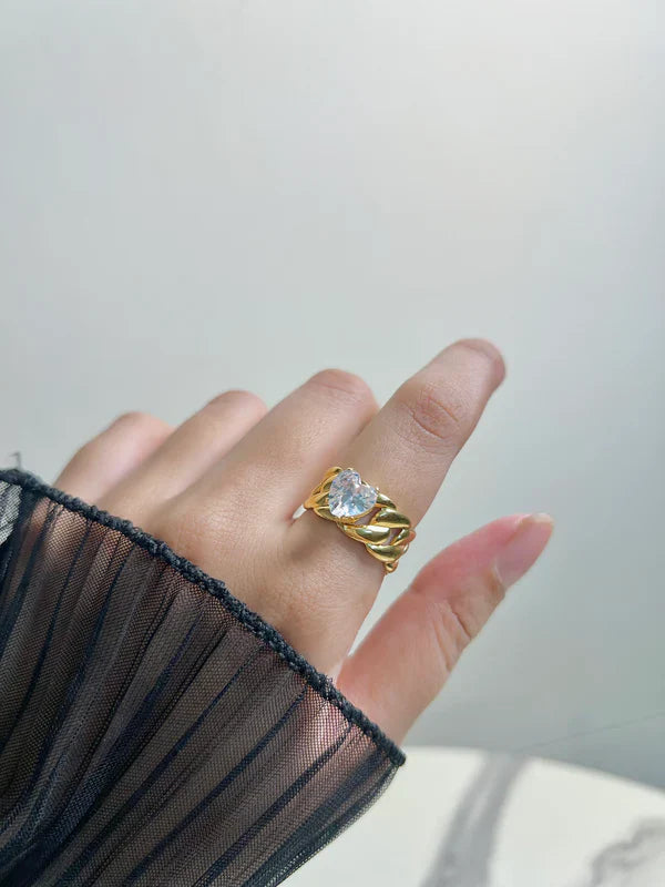 Chunky Zircon Heart Ring