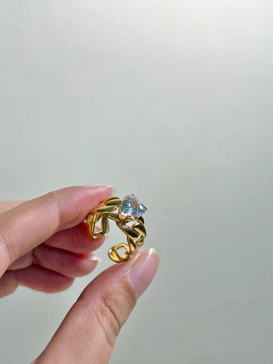 Chunky Zircon Heart Ring