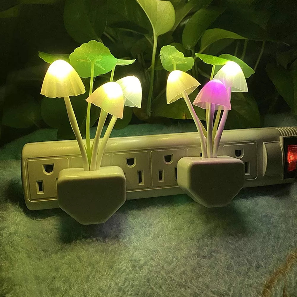Automatic Sensor Light Night: Color-Changing Flower Mushroom Lamp