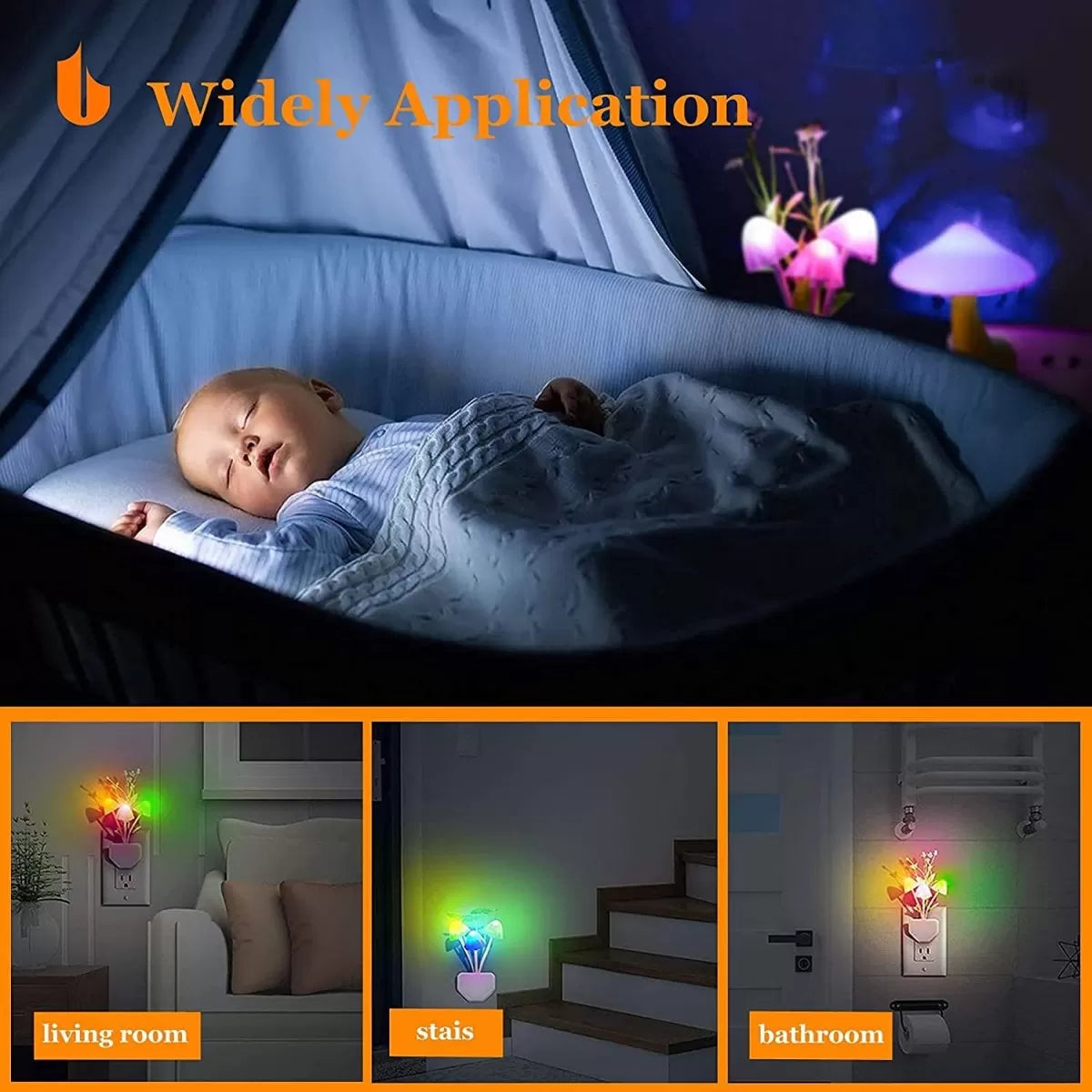 Automatic Sensor Light Night: Color-Changing Flower Mushroom Lamp