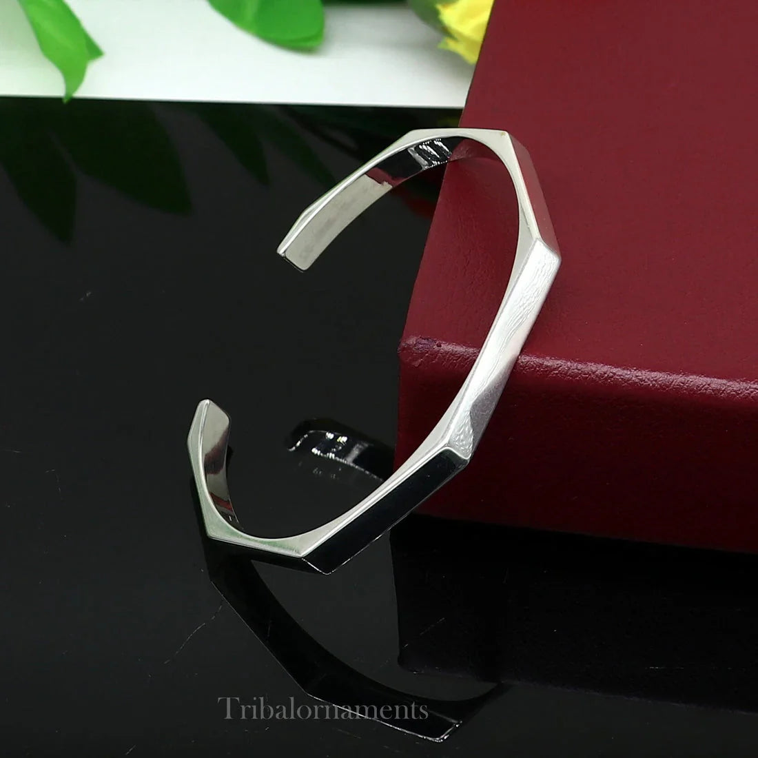 Stainless Steel Hexagon Cuff Bangle