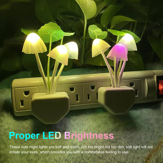 Automatic Sensor Light Night: Color-Changing Flower Mushroom Lamp